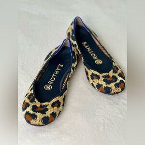 Rothy's The Square Black and Brown Leopard Print Flats Size 6